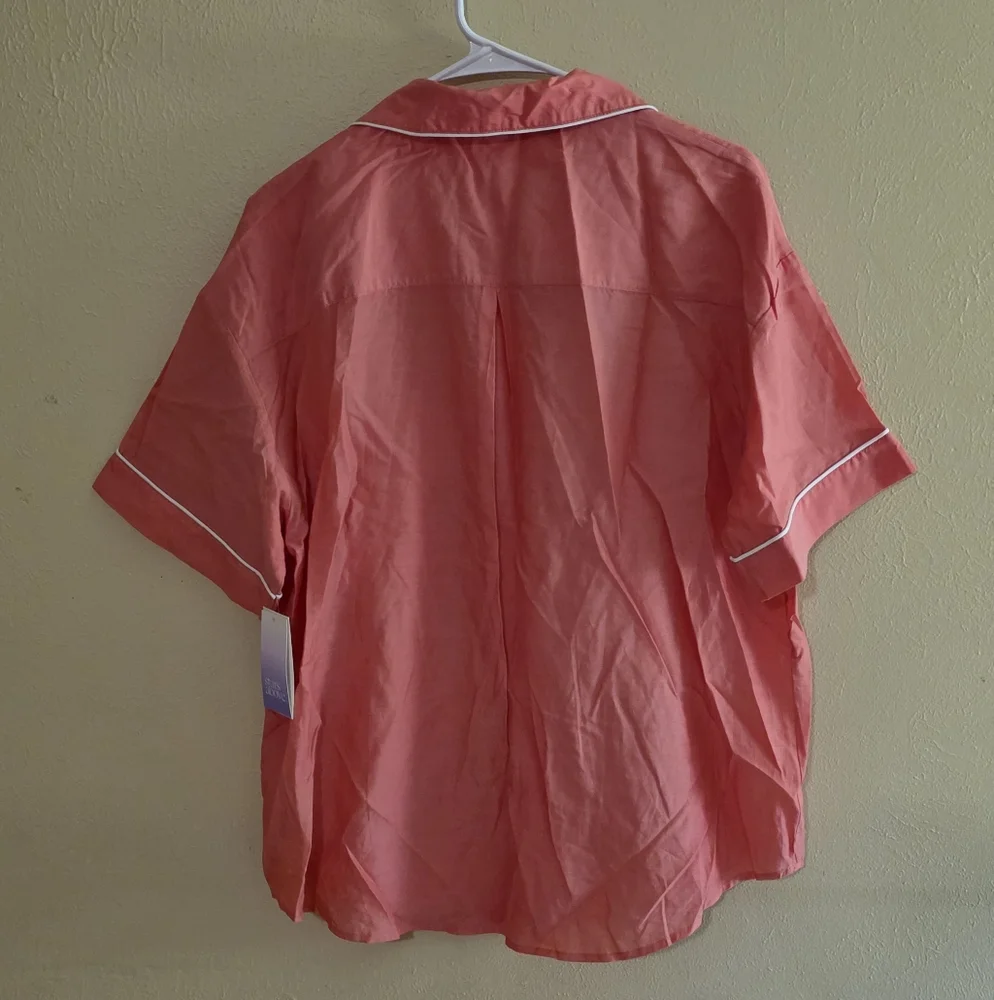 Stars Above Button Down Short Sleeve Pajama Sleep Shirt Lightweight Cool Feeling
